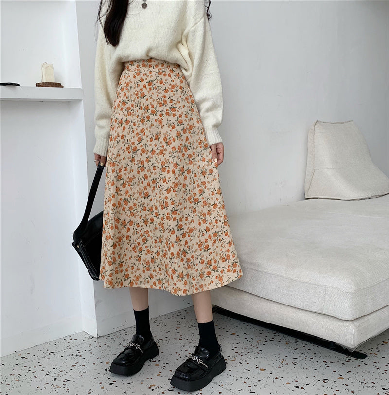 Fall Florals Midi Skirt (3 Colors)