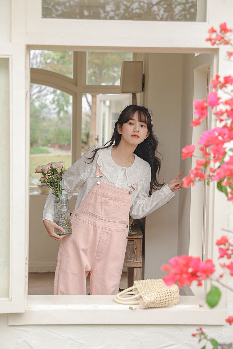 Spring Denim Overalls (Pink)