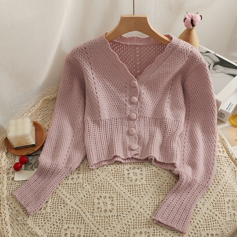 Cropped Puff Sleeve Cardigan (4 Colors)