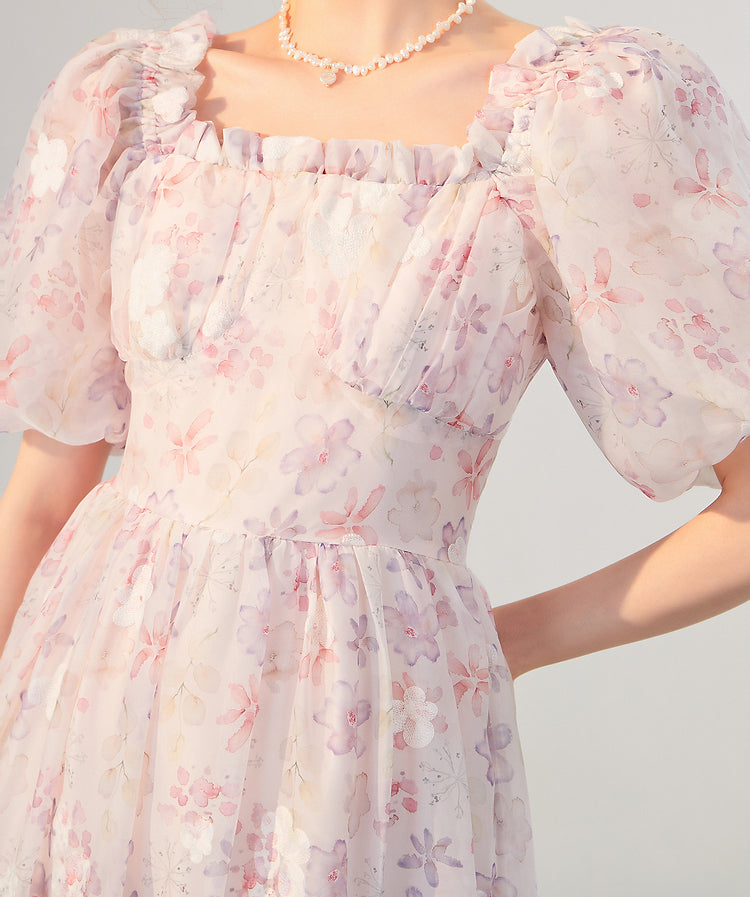 Sakura Blossom Midi Dress (Pink)