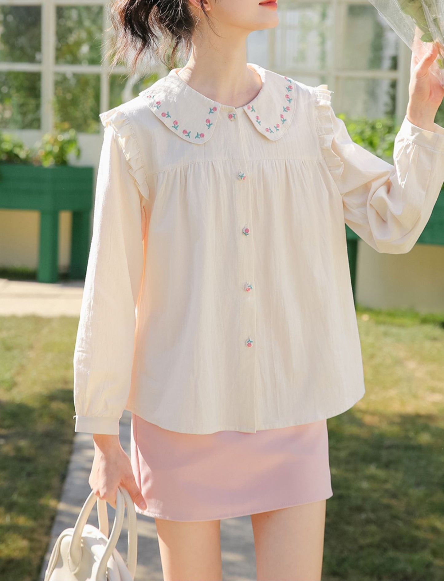 Budding Blossoms Embroidered Blouse (2 Colors)