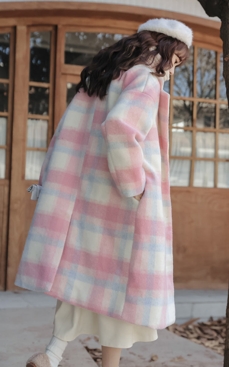 Cotton Candy Check Coat (Pink/Blue)