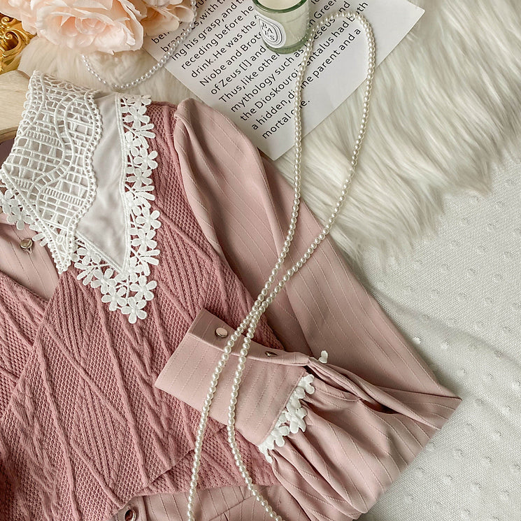 Asymmetrical Twofer Shirt Dress (Pink)