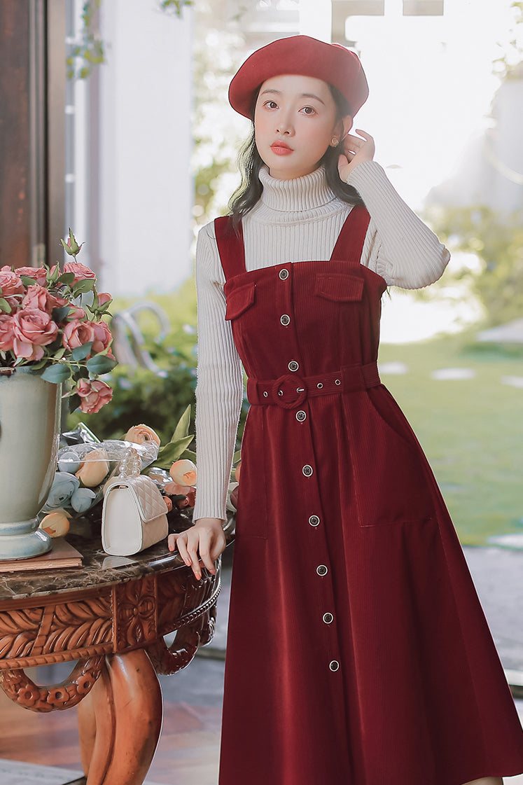 Corduroy Button Up Midi Dress (5 Colors)