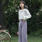 Embroidered Floral Pocket Jeans (Purple)