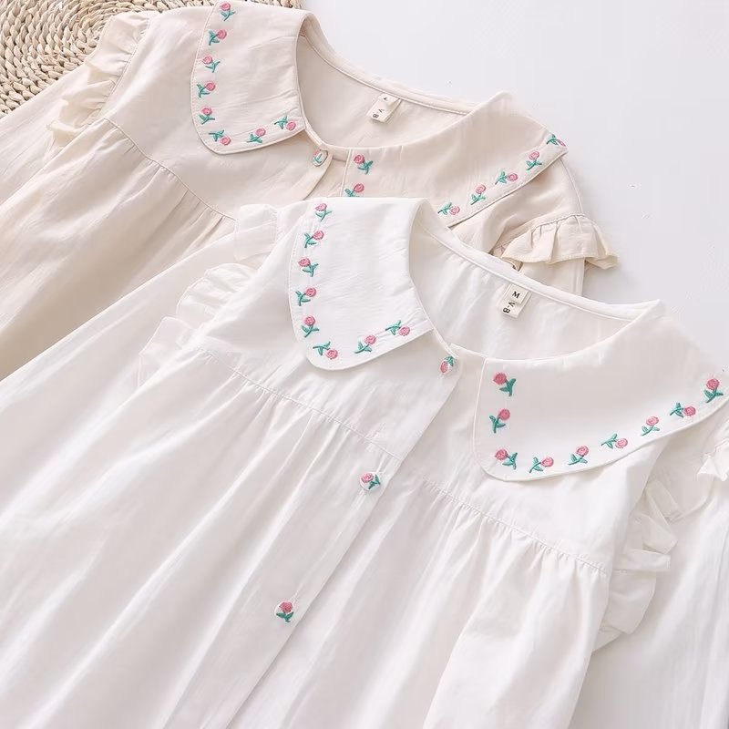 Budding Blossoms Embroidered Blouse (2 Colors)