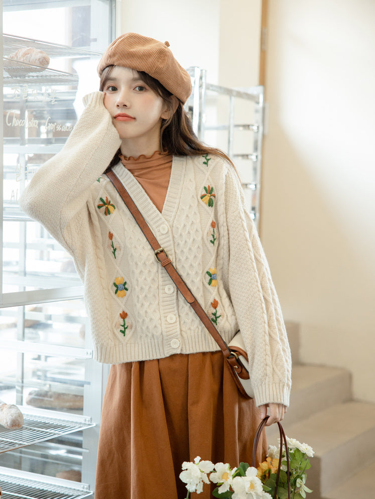 Fall Florals Embroidered Cardigan (3 Colors)