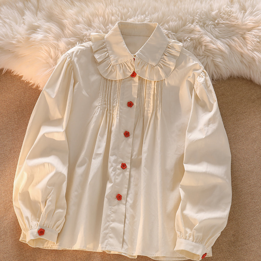 Daisy Flower Button Up Shirt (Cream)