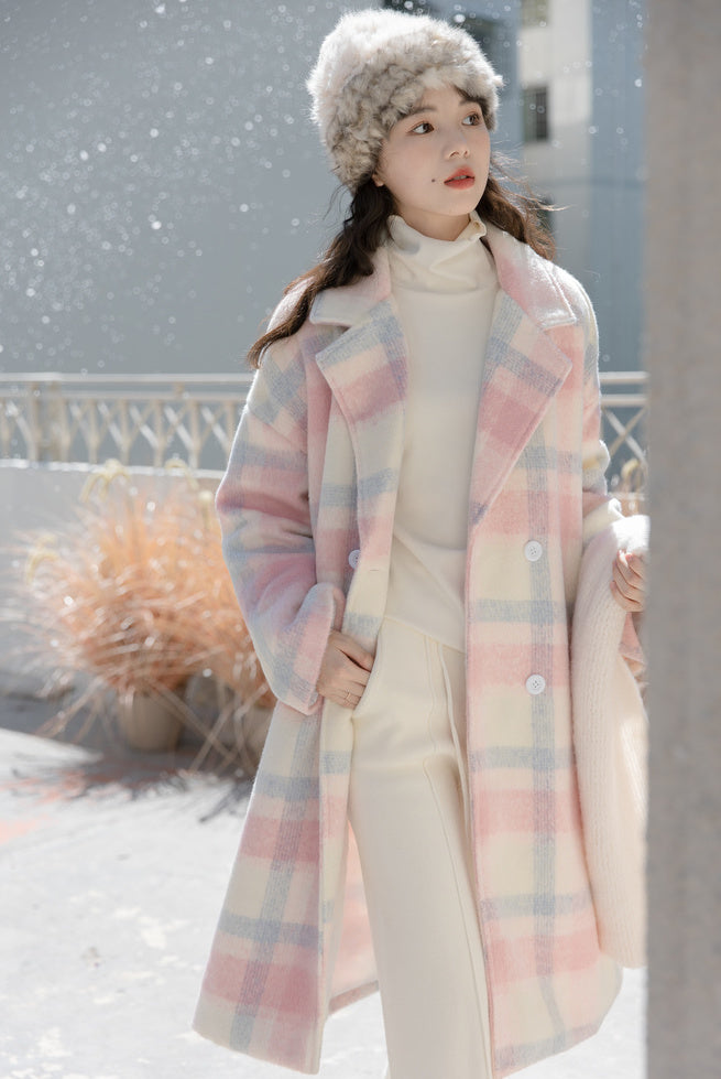 Cotton Candy Check Coat (Pink/Blue)