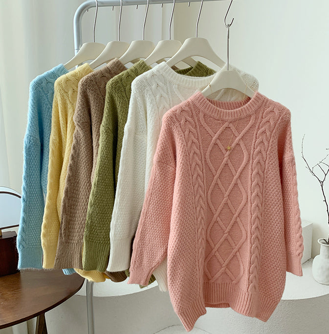 Macaron Cable Knit Sweater (6 Colors)