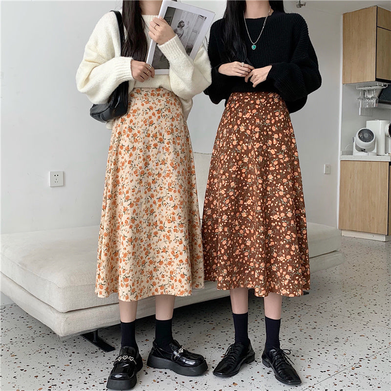 Fall Florals Midi Skirt (3 Colors)