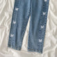 Butterfly Embroidered Jeans (Medium Blue)