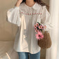 Daisy Chain Embroidered Button Up Shirt (White)