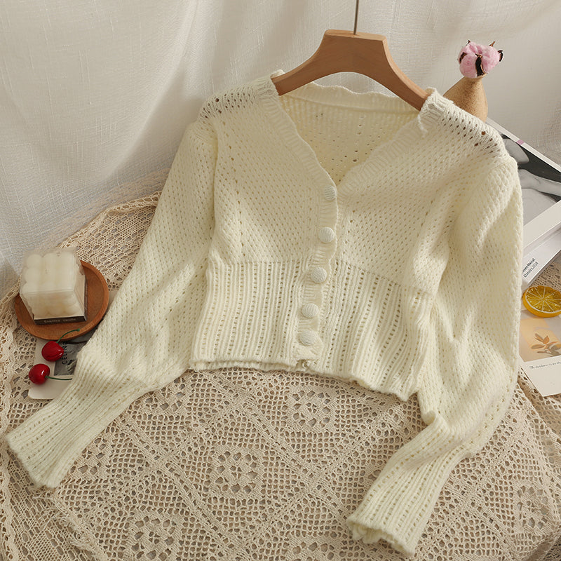 Cropped Puff Sleeve Cardigan (4 Colors)