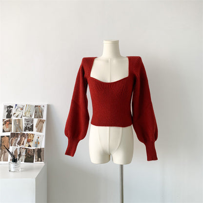 Ribbed Puff Sleeve Cropped Sweater (4 Colors)