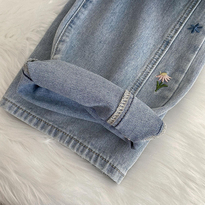 Peek-A-Boo Embroidered Jeans (Light Denim) – Megoosta Fashion