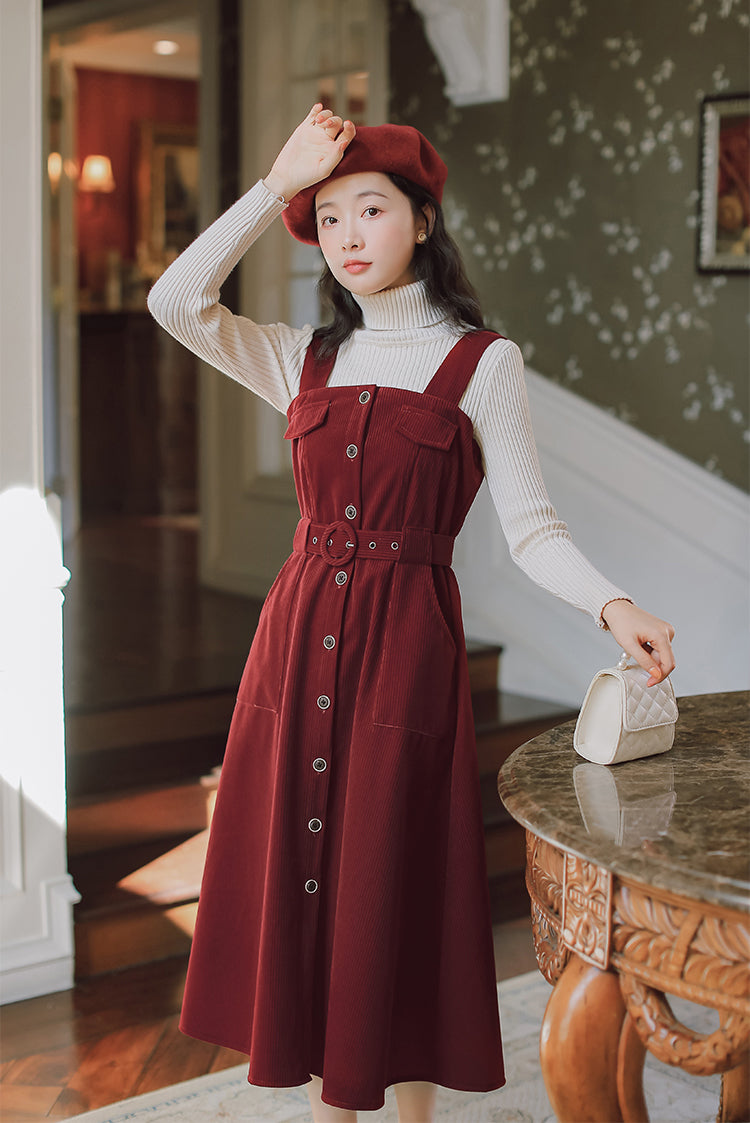 Corduroy Button Up Midi Dress (5 Colors)