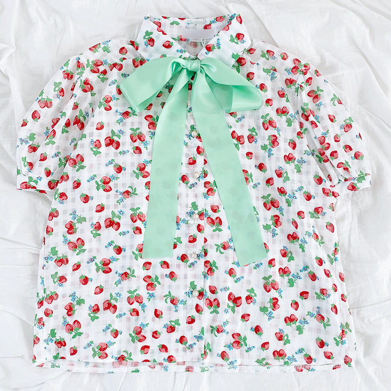 Strawberry Gingham Button Up Shirt (2 Styles)