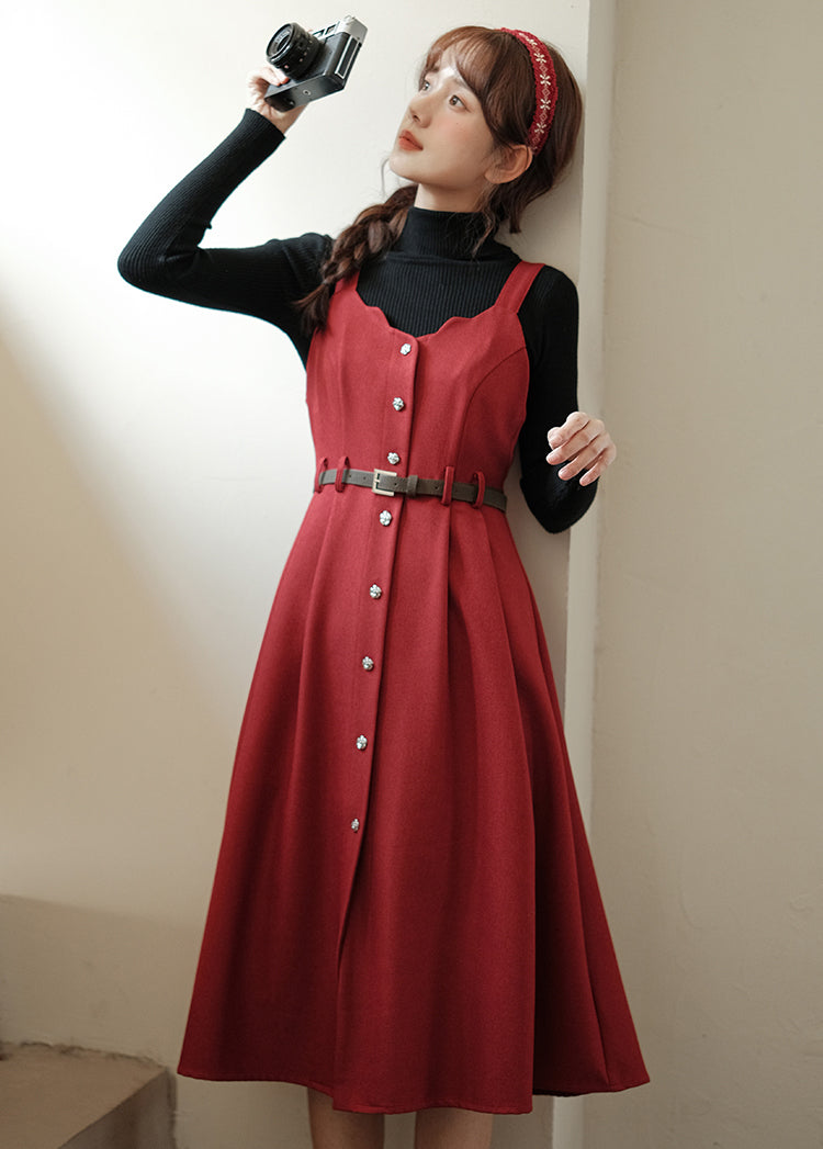 Button Up Scallop Cami Dress (3 Colors)