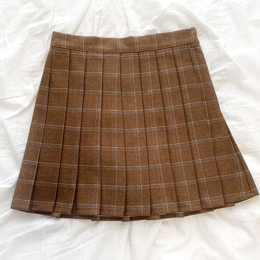 Autumn Plaid Tennis Skirt (Brown)