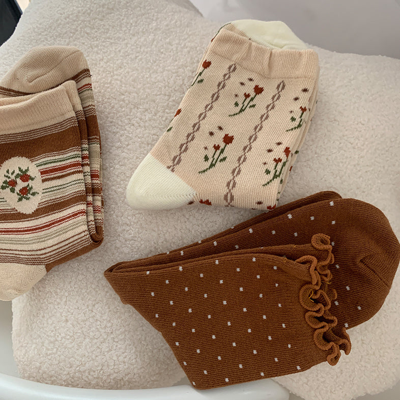 Fall Florals Sock Set (Brown) – Megoosta Fashion