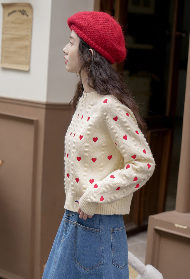 Little Hearts Embroidered Sweater (2 Colors)