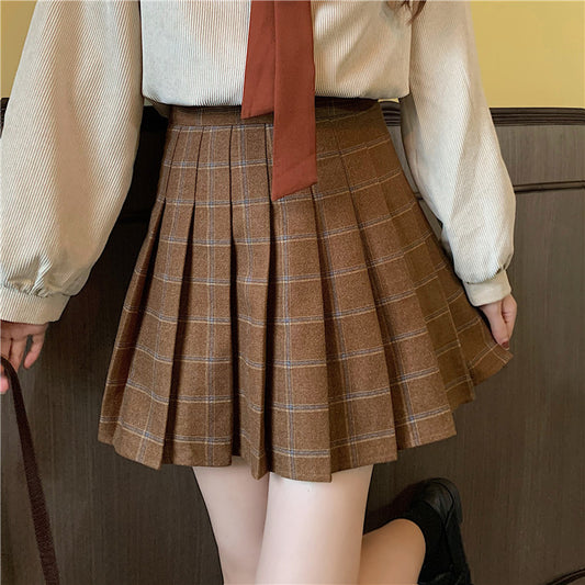 Autumn Plaid Tennis Skirt (Brown)