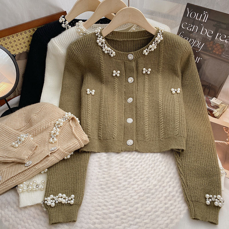 Cropped Pearl Cardigan