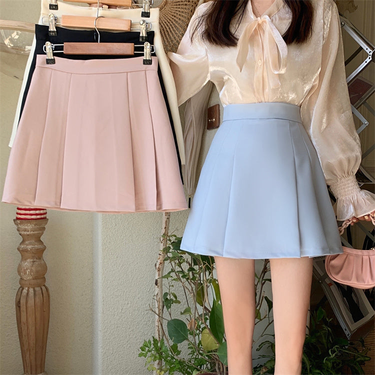 Half Pleated Mini Skirt (4 Colors)