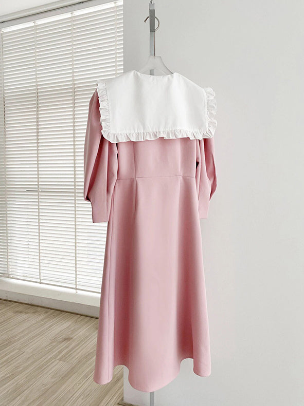 Cherry Blossom Button Up Midi Dress (Pink)