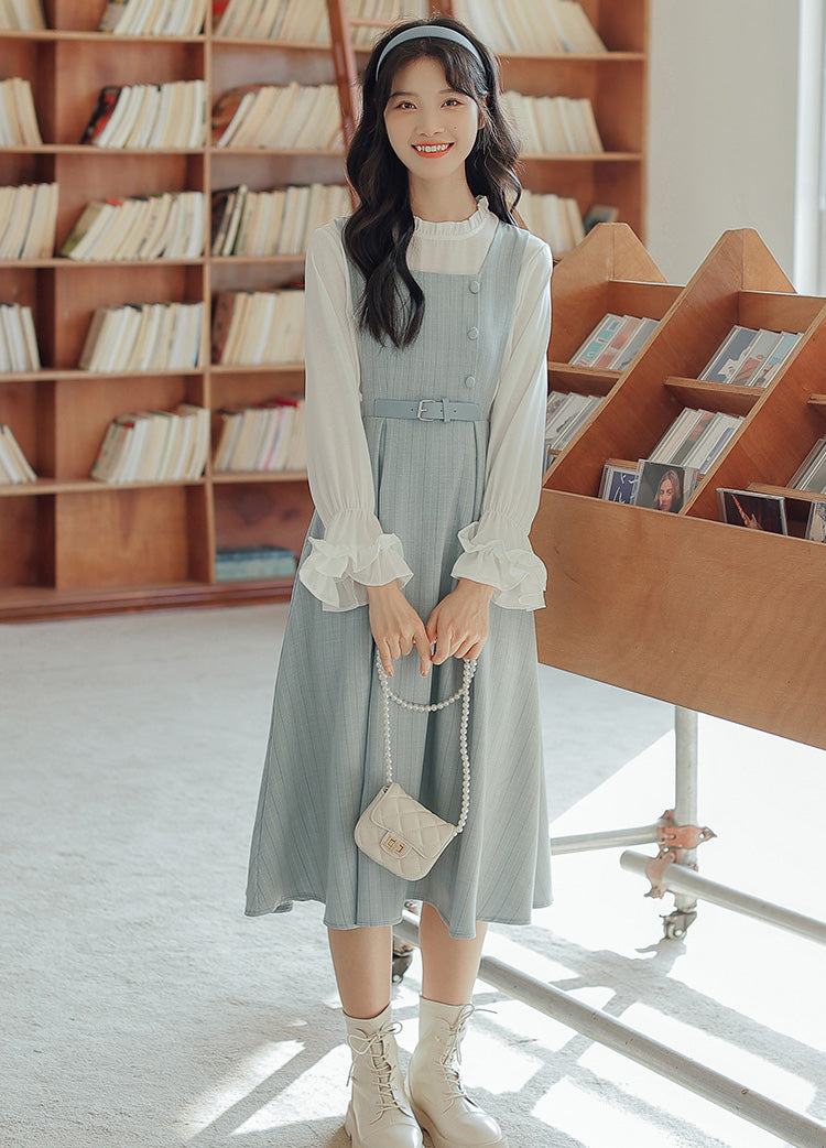 Pastel Stripe Pinafore Dress (4 Colors)