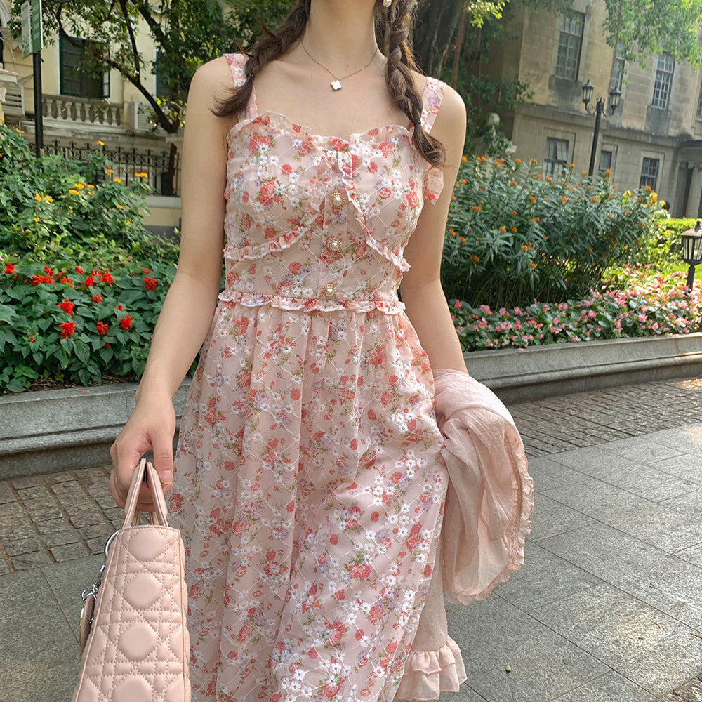 Tea Cup Floral Cami Dress (Pink)