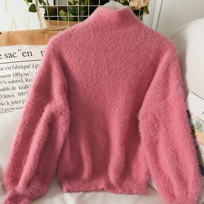 Fuzzy High Neck Sweater (6 Colors)