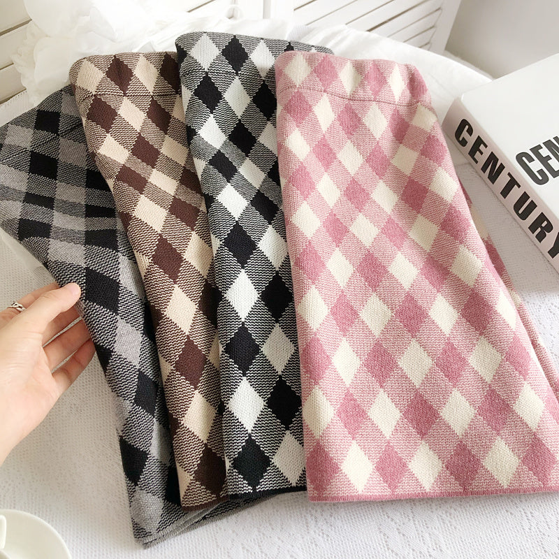 Gingham Diamond Knit Skirt (6 Colors)