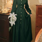 Emerald Button Midi Dress (Hunter Green)