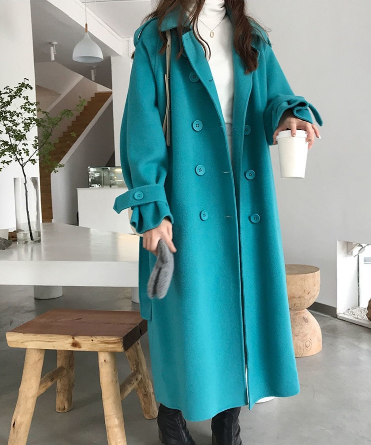 Double Breasted Wool Coat (4 Colors)