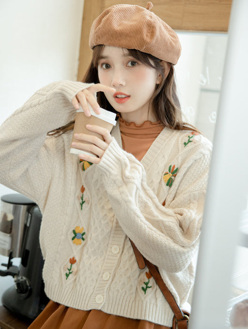 Fall Florals Embroidered Cardigan (3 Colors)