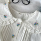 Ditsy Embroidered Peter Pan Blouse (White)