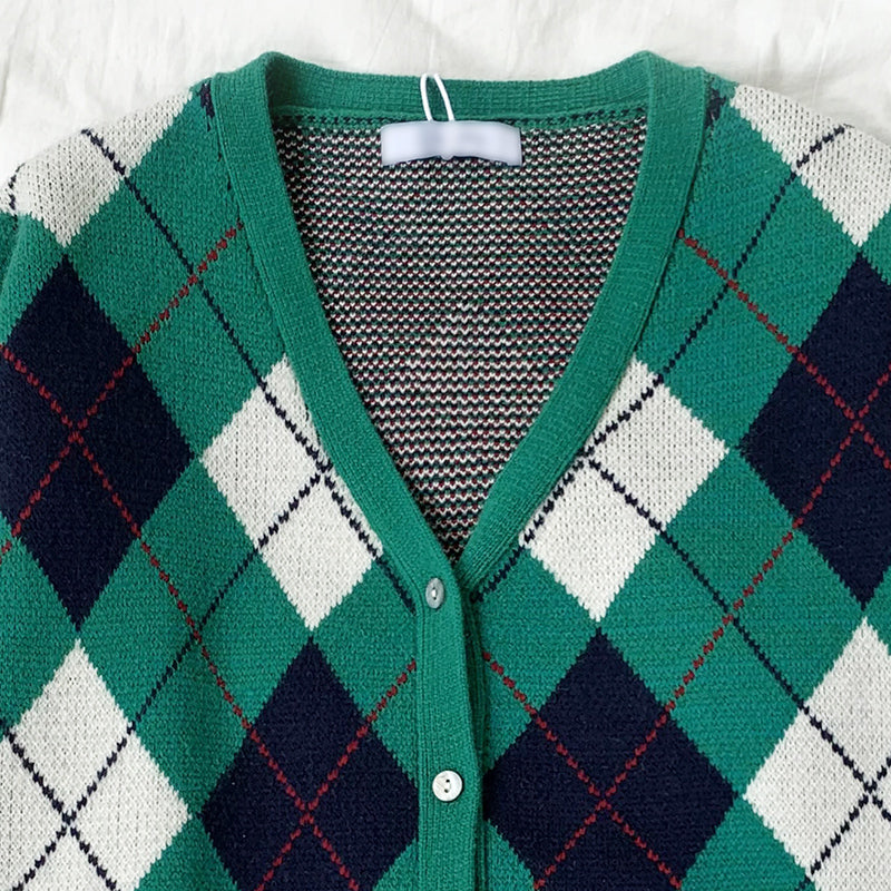 Forest Diamond Plaid Cardigan (2 Colors)