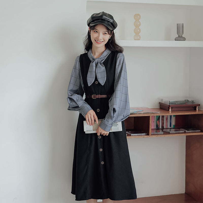 Button Up Suede Pinafore Dress (4 Colors)