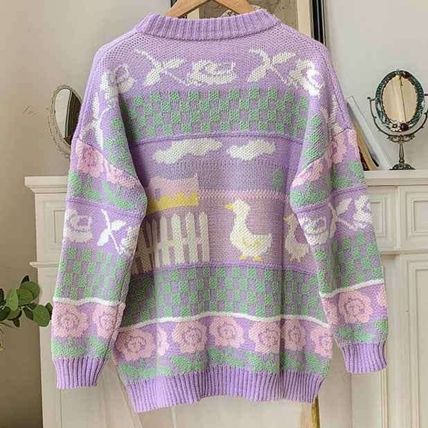 Farm Ducks Sweater (Lilac)