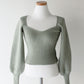 Ribbed Puff Sleeve Cropped Sweater (4 Colors)