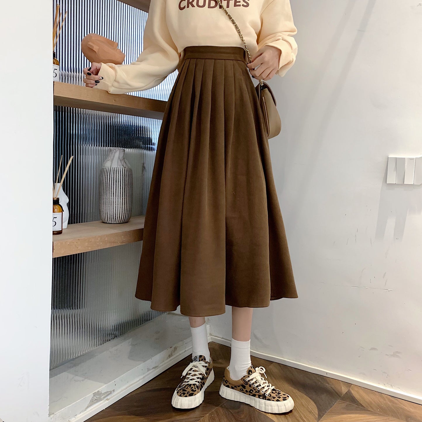 Corduroy Suede Midi Skirt (5 Colors)