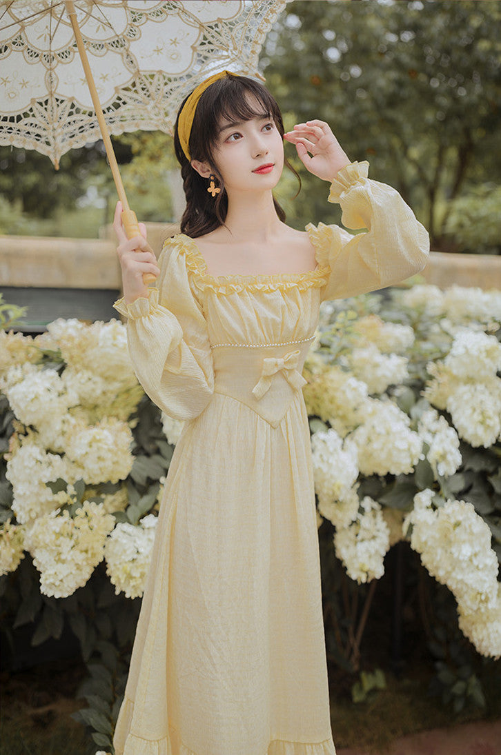 Sunny Daffodil Midi Dress (Yellow)