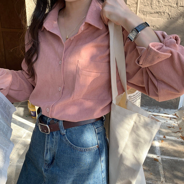 Corduroy Button Up Shirt (6 Colors)