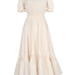 Basic Off Shoulder Jacquard Midi Dress (Cream)