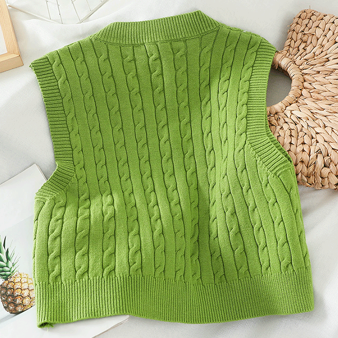 Braided Knit Sweater Vest (6 Colors)