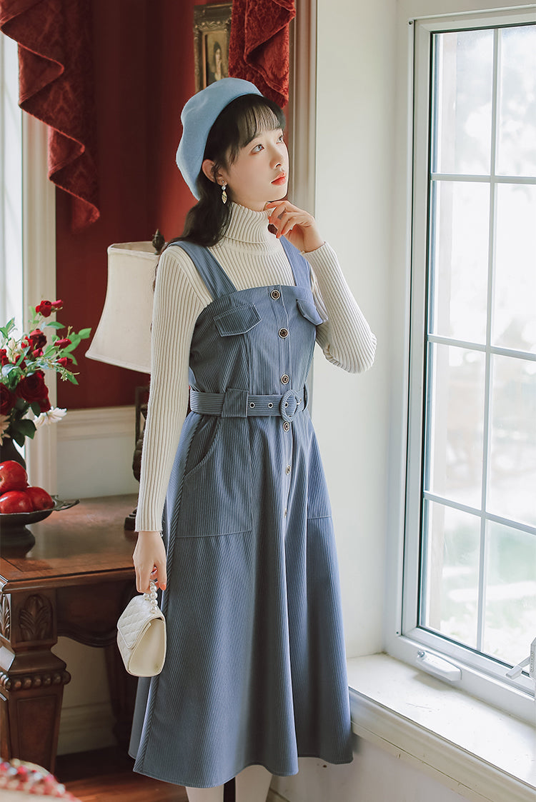 Corduroy Button Up Midi Dress (5 Colors)