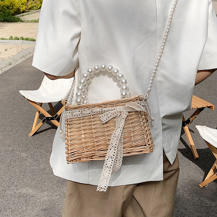 Boxy Straw & Pearl Bag (2 Styles)