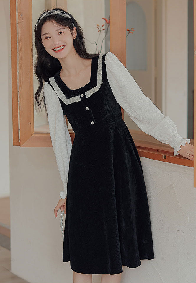 Square Neck Sweater Dress (2 Colors)